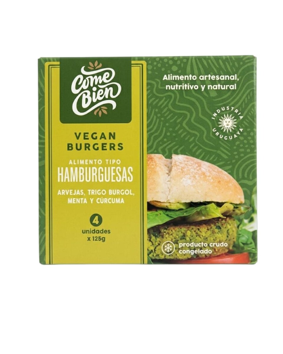 HAMBURGUESA ARVEJA, TRIGO BURGOL, MENTA Y CÚRCUMA X4 COME BIEN 
