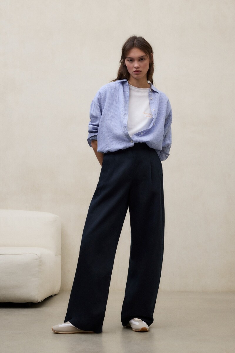 PANTALÓN DE LINO MIEL Navy