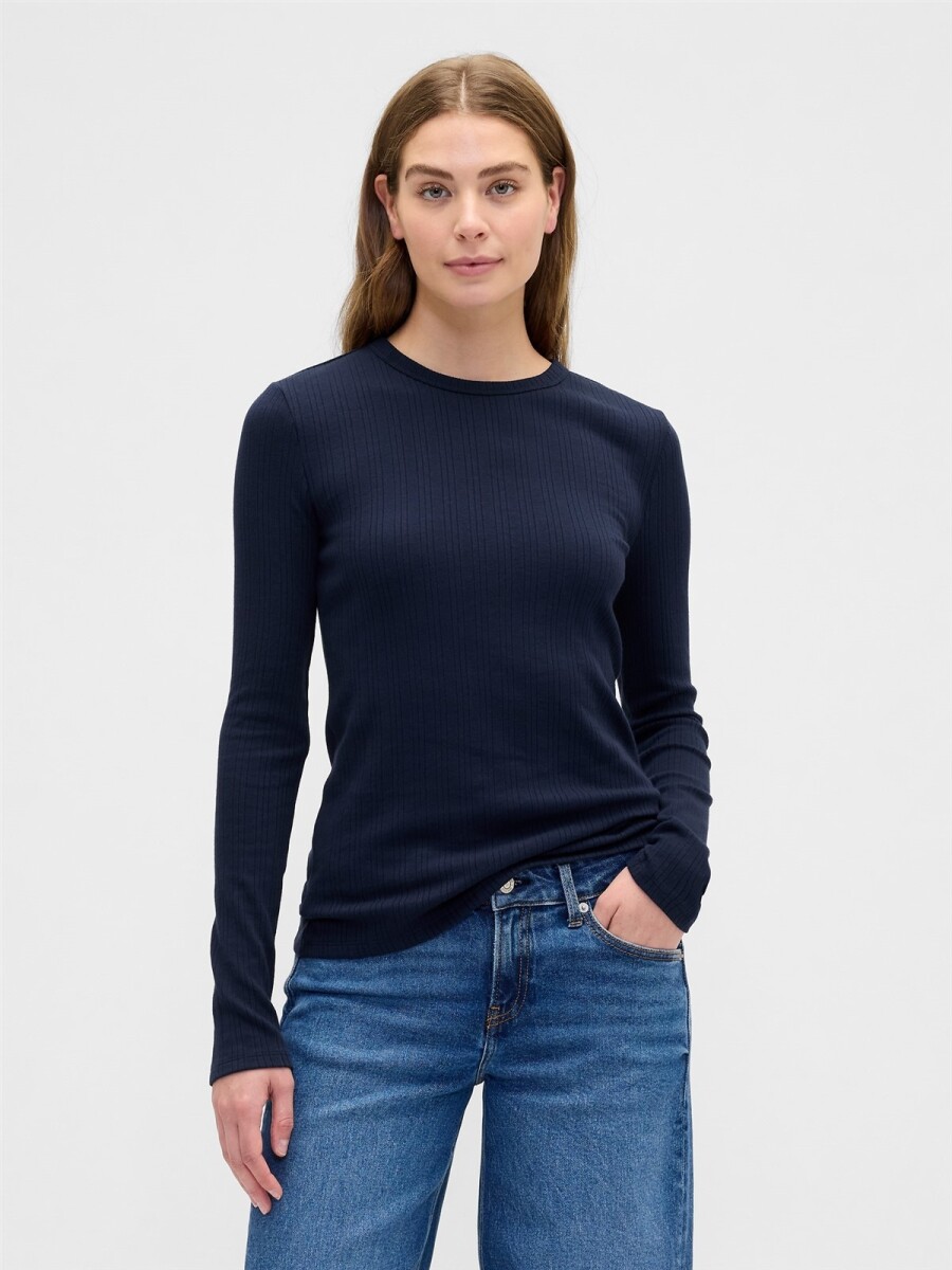 Remera Rib Mujer - Navy Uniform 