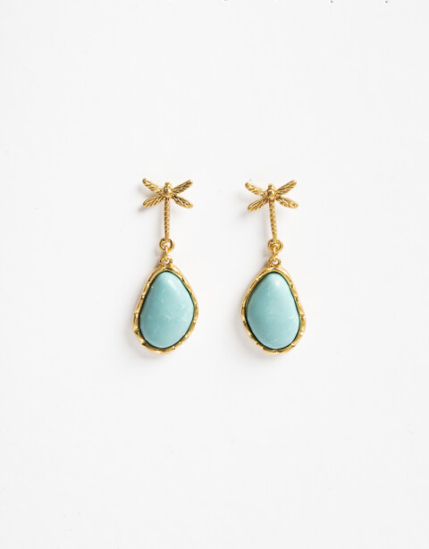 Aros Colgantes Cortos Color Aros Colgantes Piedra - Combinacion Bicolor