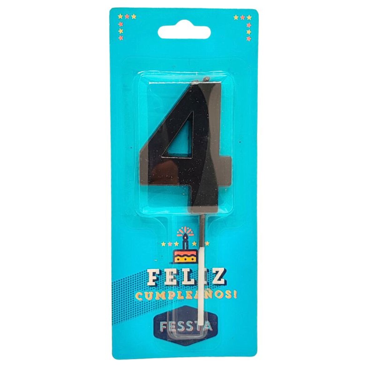 Vela Número 3D Grande Negro - CUATRO 