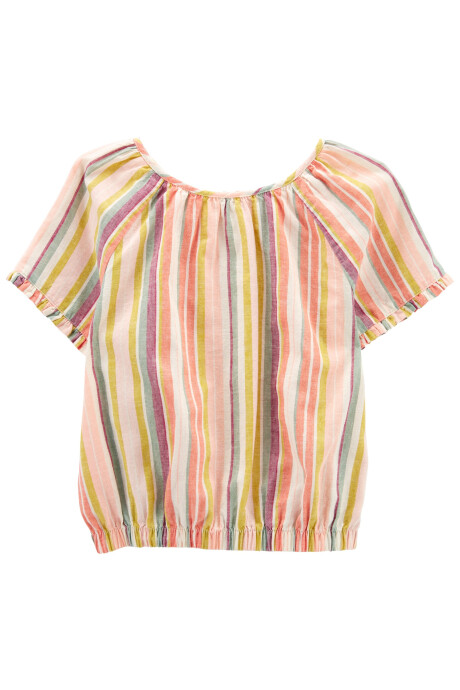 Blusa de lino diseño a rayas Sin color