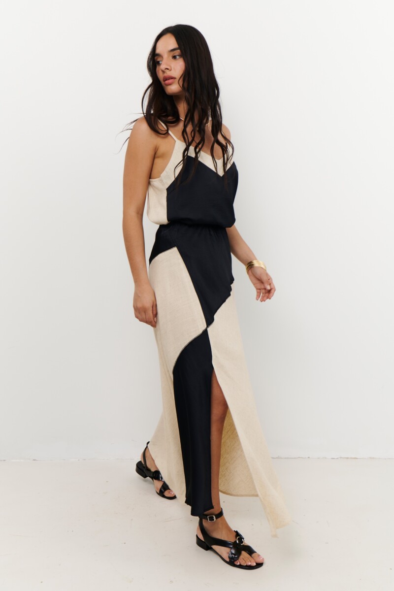 MUSCULOSA LINO SATEN NEGRO