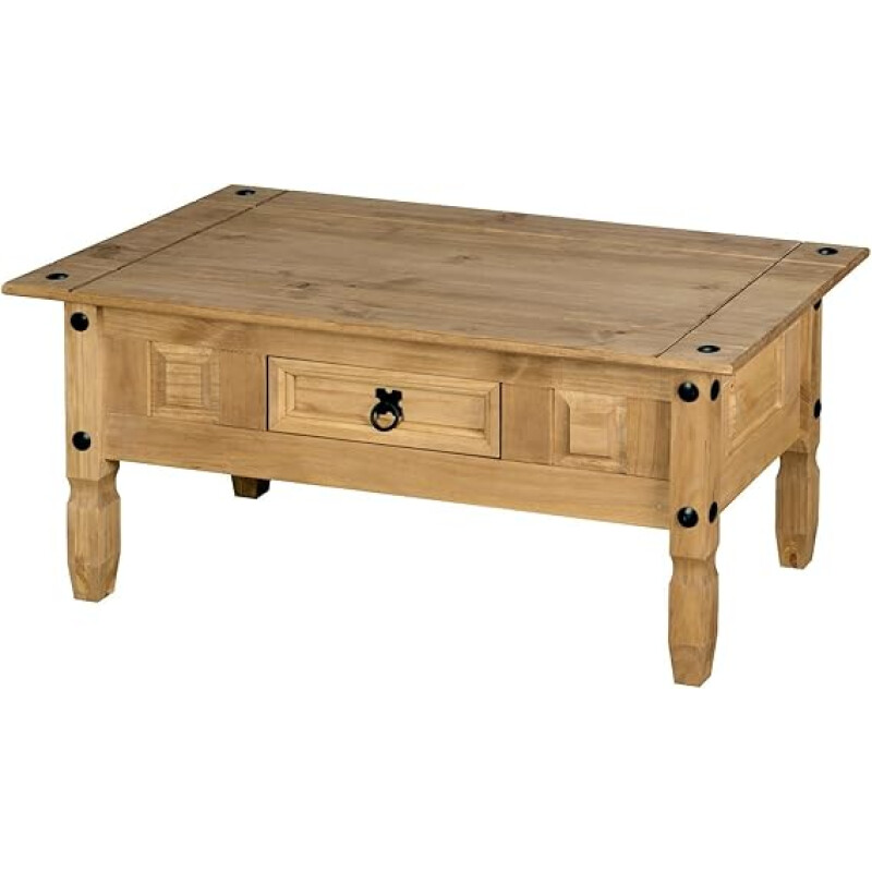 Mesa de centro ESTILO MEXICANO 1 cajón Color CERA NATURAL Mesa de centro ESTILO MEXICANO 1 cajón Color CERA NATURAL