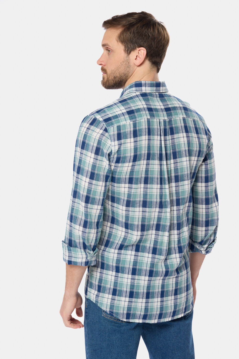 CAMISA DE LINO A CUADROS Verde