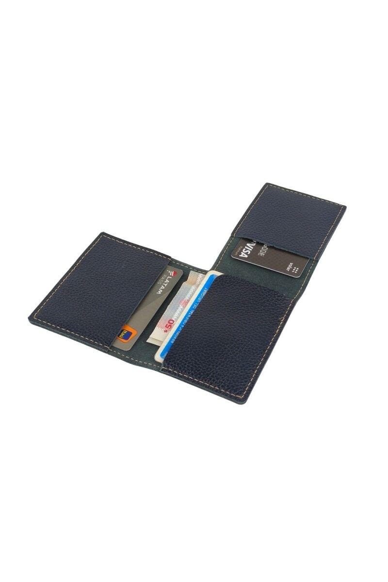 Porta Tarjetas de Cuero Premium: Minimalismo y Organización Elegante. Azul