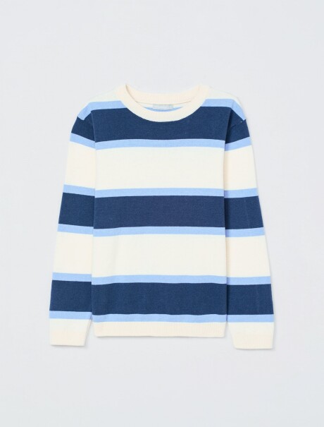 BUZO INFANTIL DE PUNTO A RAYAS BEIGE