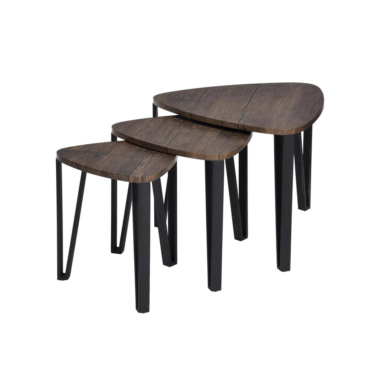 Set Home Collection 3 Mesas Ratonas Nido Kauwhata Walnut - Negra 