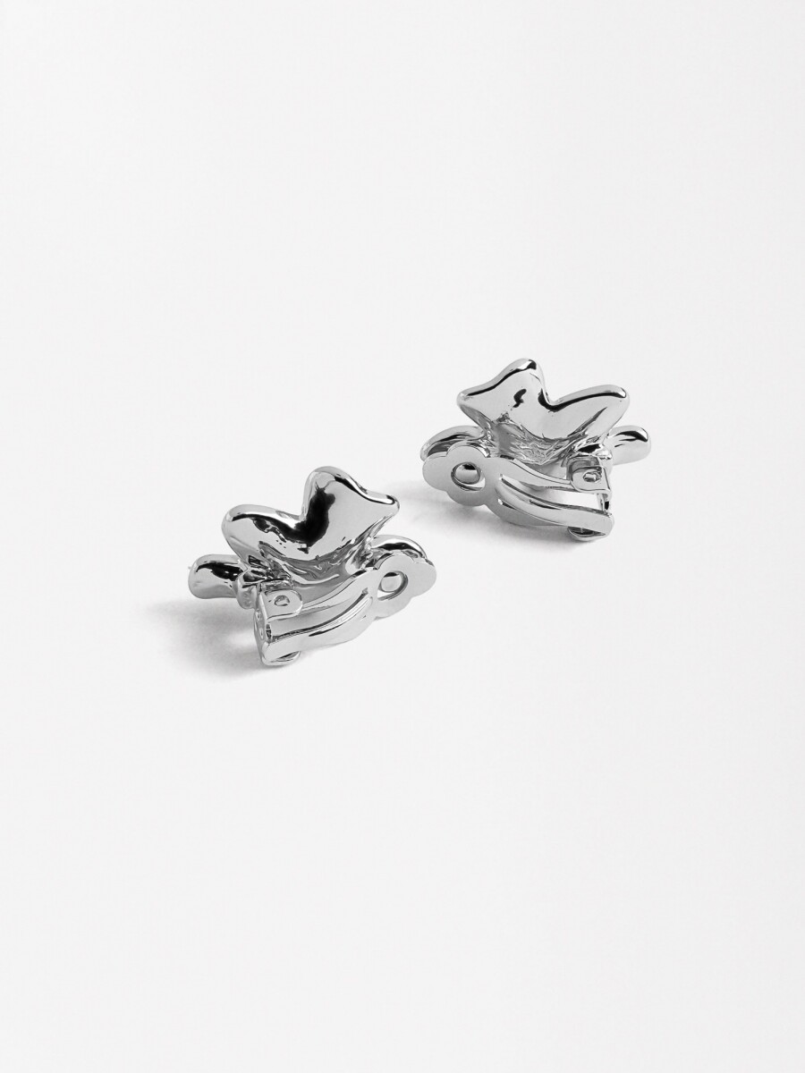 Pendientes Media Flor Con Perla plateado