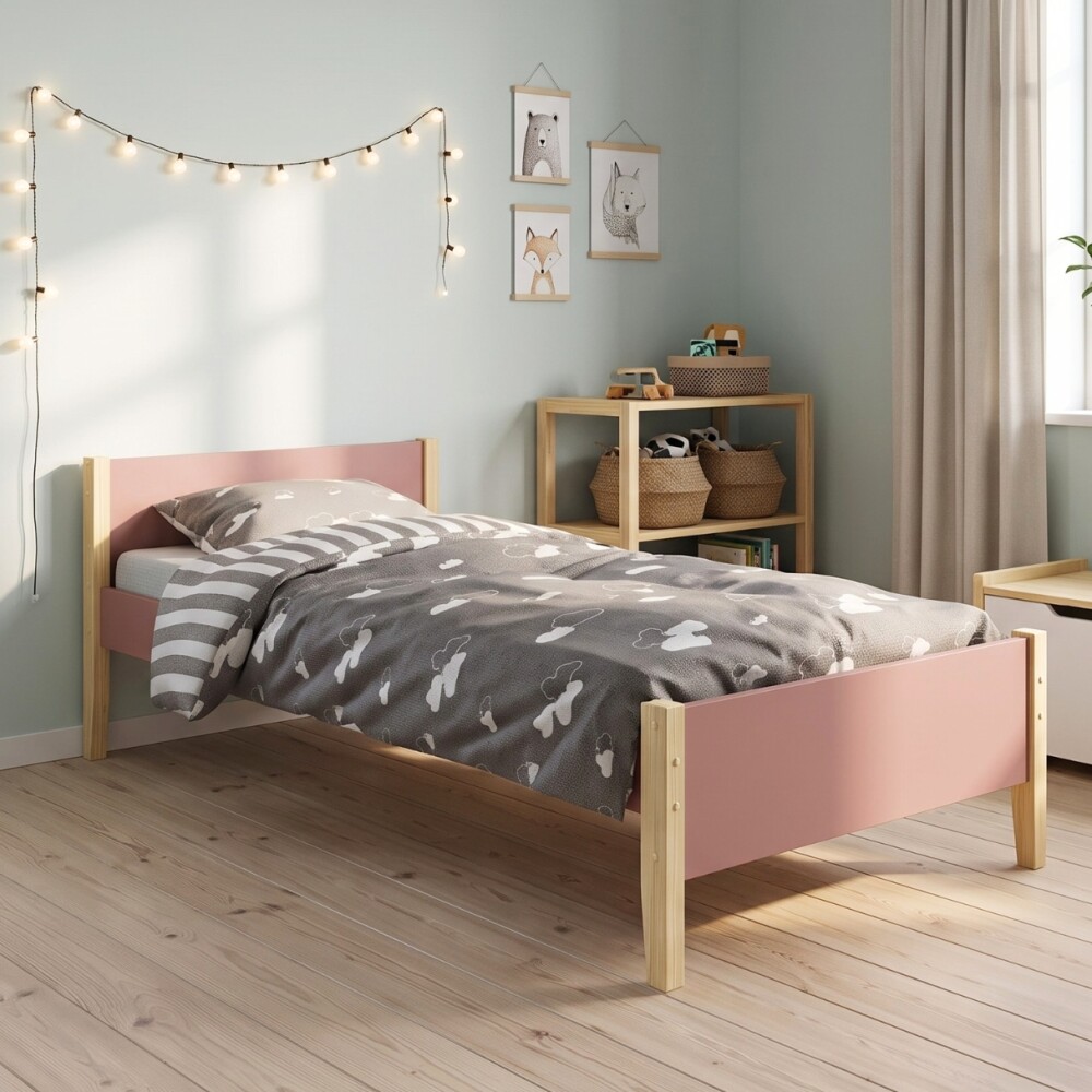 Cama 1 Plaza - Simba Rosa/ Natural