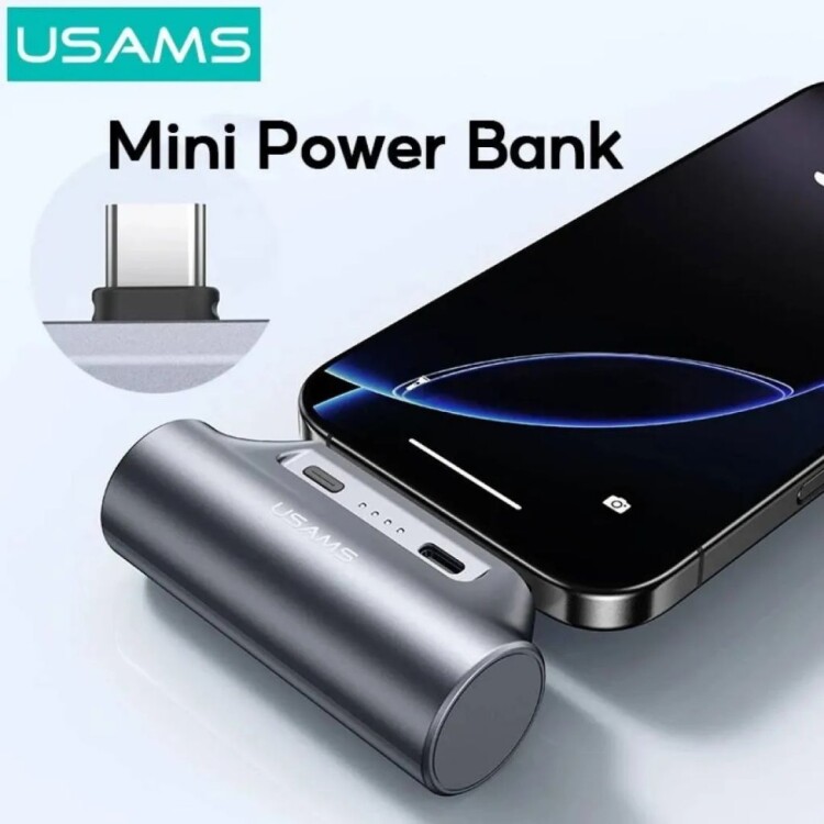 Mini Power Bank 3000mAh Tipo C PD20w Usams Gris Mini Power Bank 3000mAh Tipo C PD20w Usams Gris