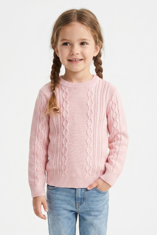 Sweater escote redondo con ochos ROSA