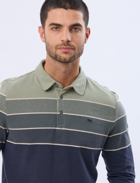 REMERA POLO PIQUE RAYADA Verde