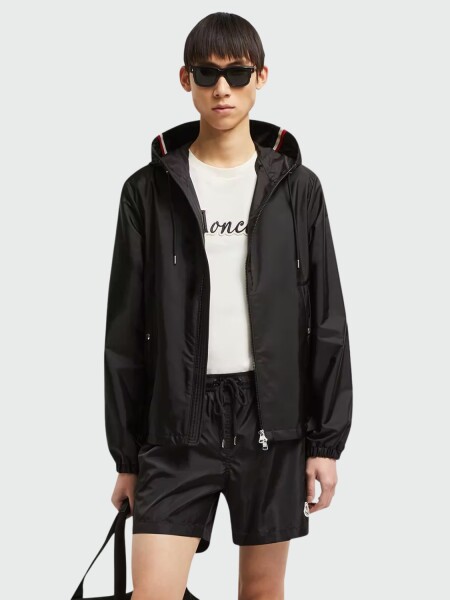 MONCLER - Short de baño con parche de logo Negro