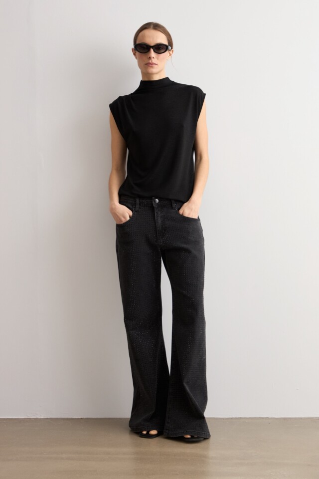 Blusa lurex con tablas negro