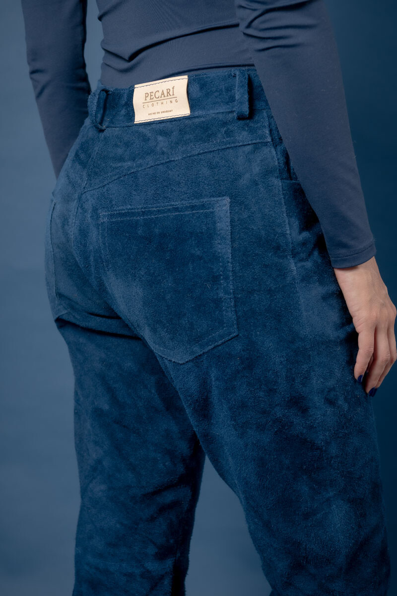 Pantalón de cuero Azul gamuza