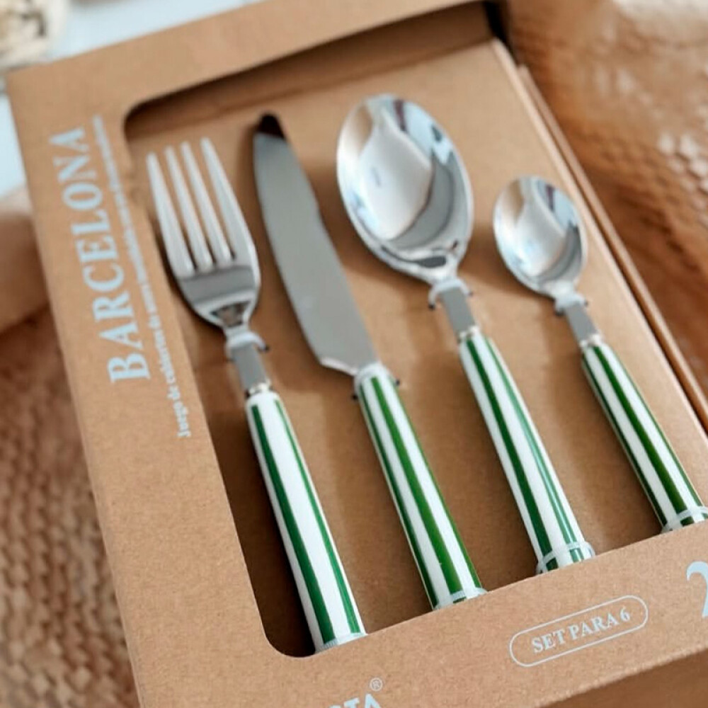 Set Cubiertos Rayas 6 personas l verde Set Cubiertos Rayas 6 personas l verde