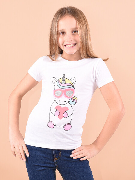 REMERA UNICORNIO POP BLANCO