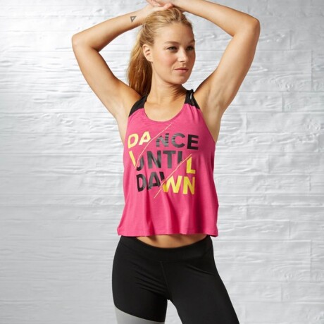 Musculosa Reebok Para Mujer DF Graphic Deportes Yoga Danza Rosa