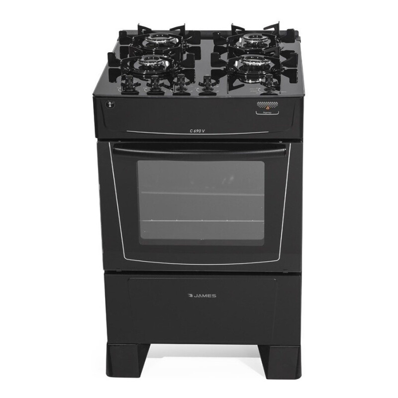 COCINA JAMES A GAS NEGRA CON MESADA DE VIDRIO NEGRO C 690 V COCINA JAMES A GAS NEGRA CON MESADA DE VIDRIO NEGRO C 690 V