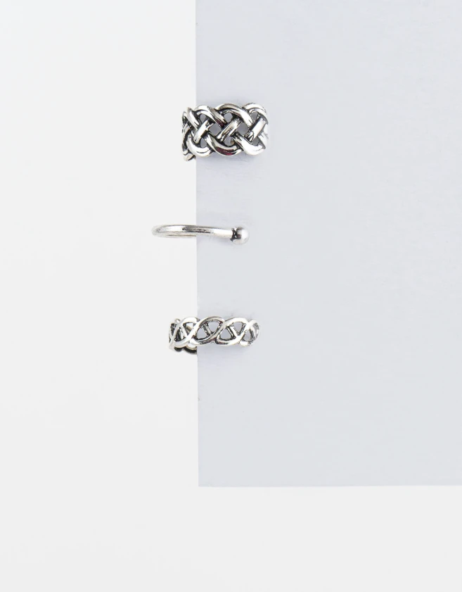 Bijou Cuff Antique Silver Set De Earcuff De Metal - Plateado Antique Silver