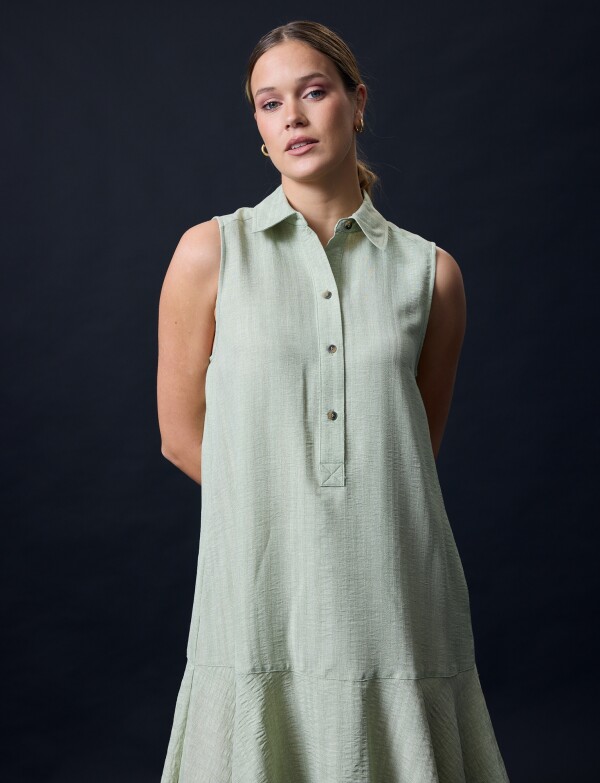 Vestido Escote Camisa VERDE