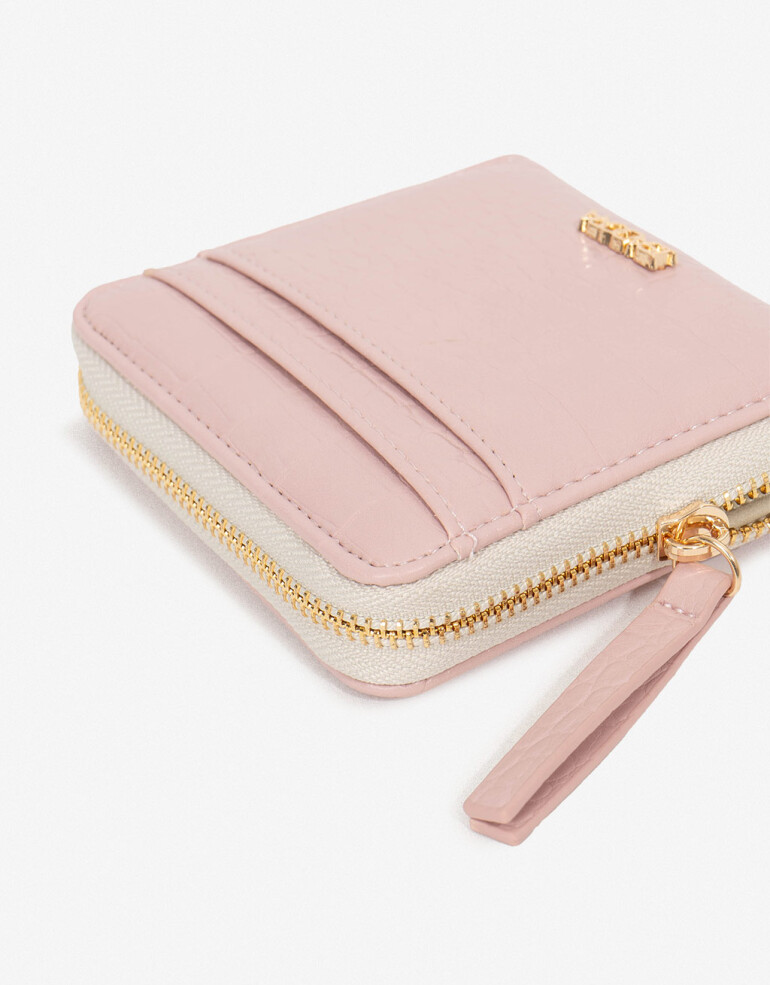 Billetera Zip Round Billetera Cuadradra - Rosa Claro