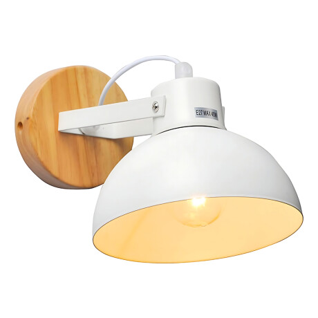 Lampara Aplique De Pared Nordico Metal Y Madera Moderno Blanco
