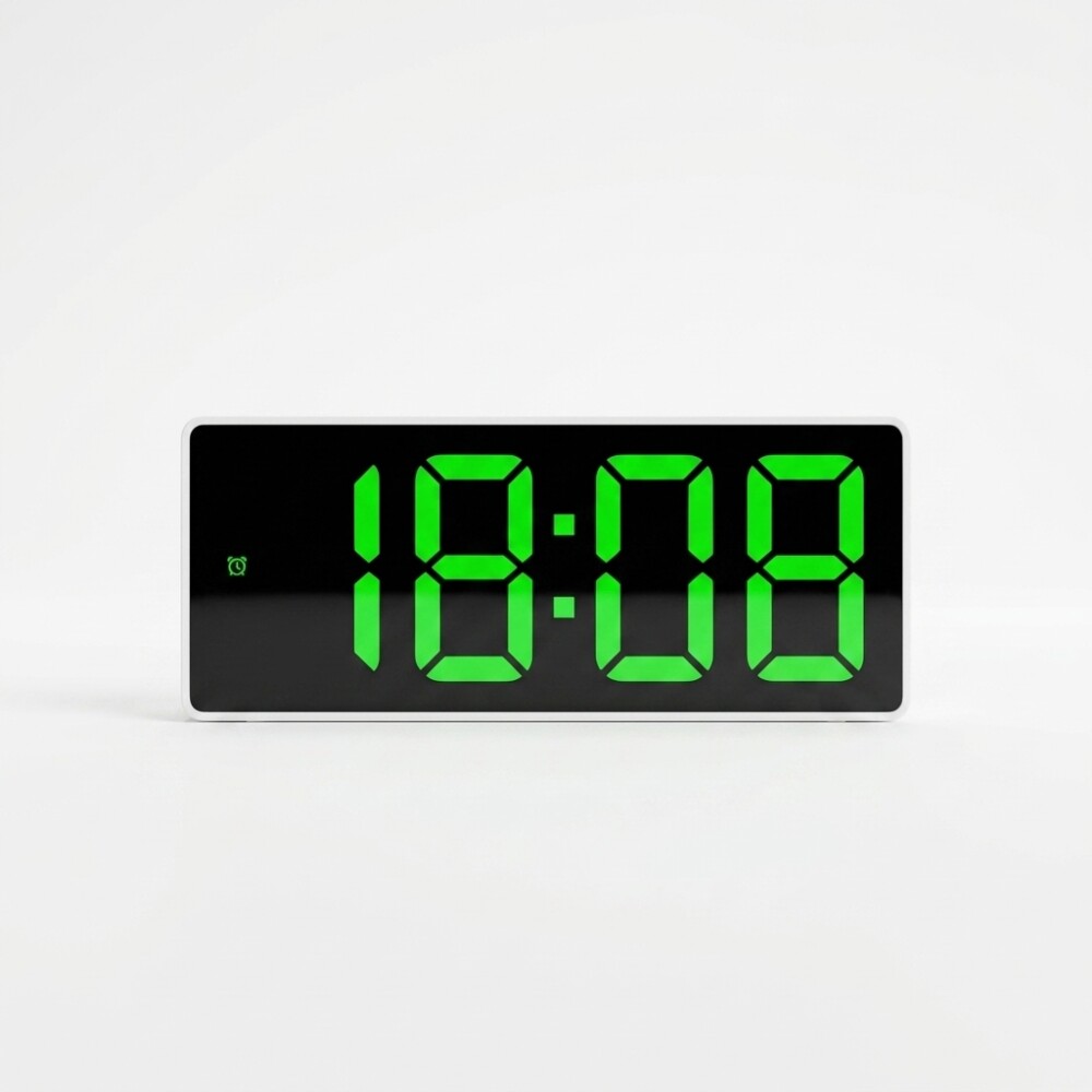 Reloj Digital Led A Pilas o USB Con Calendario y temperatura Verde