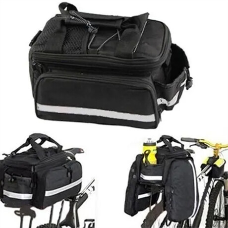 Bolso Con Alforjas Para Parrilla Bicicleta 2 En 1 Bolso Mano Negro