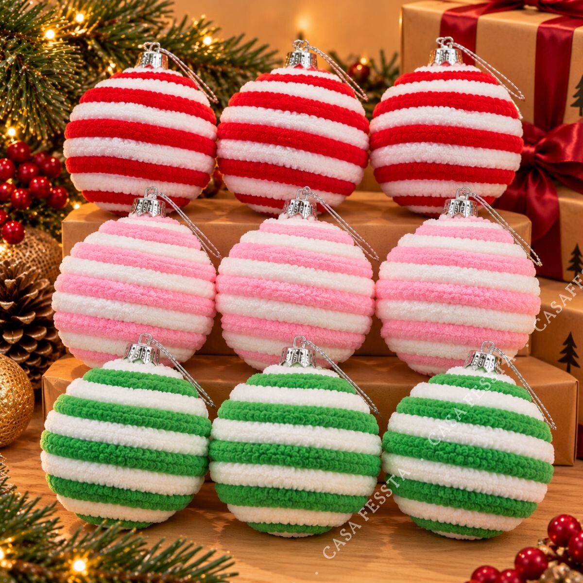 Esferas Candy de Navidad x 9 Und 