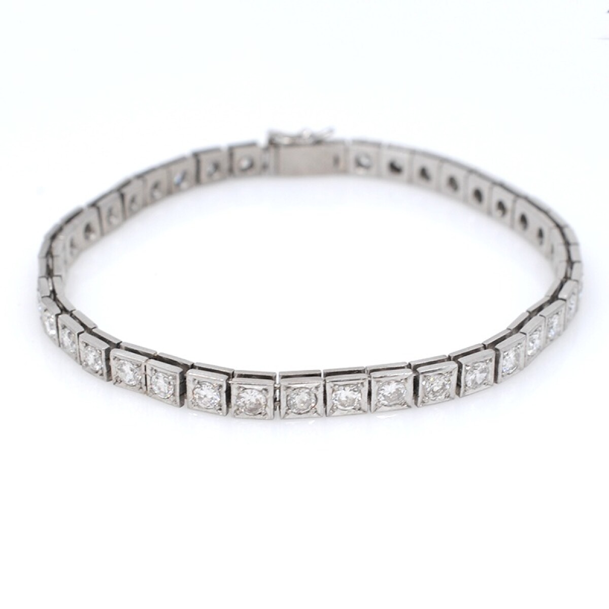 Pulsera Tenis Antigua oro 18k blanco y brillantes 