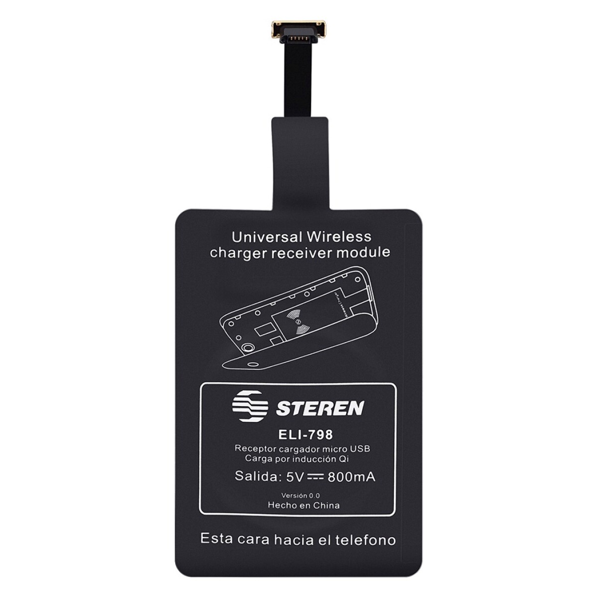 Receptor Qi Adaptador Inalámbrico Con Conector Micro Usb - RECEPTOR QI PARA CARGA INALAMBRICA OLT 