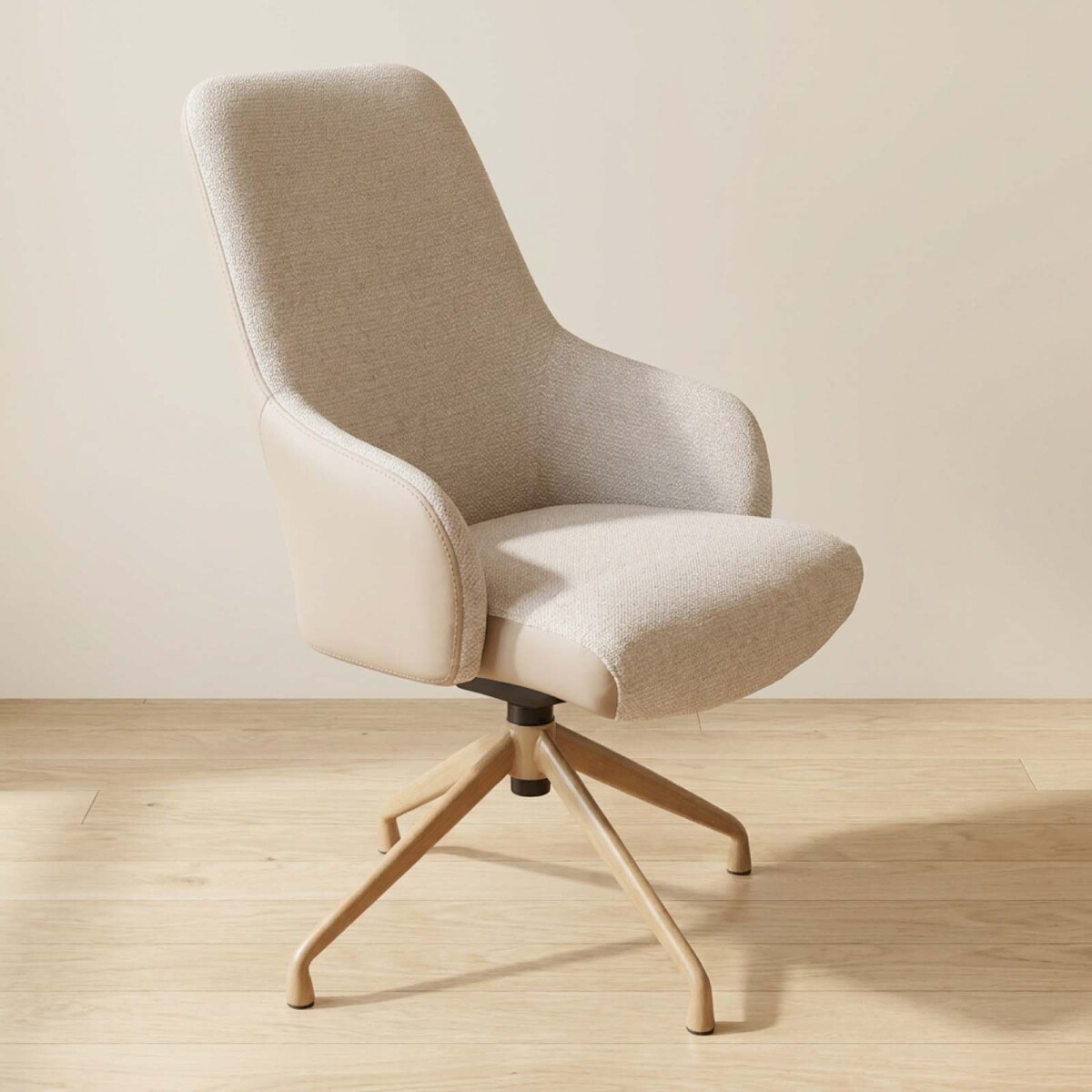 SILLA DE OFICINA GERENCIAL - TELA-Y-METAL NATURAL-BEIGE MINERVA 