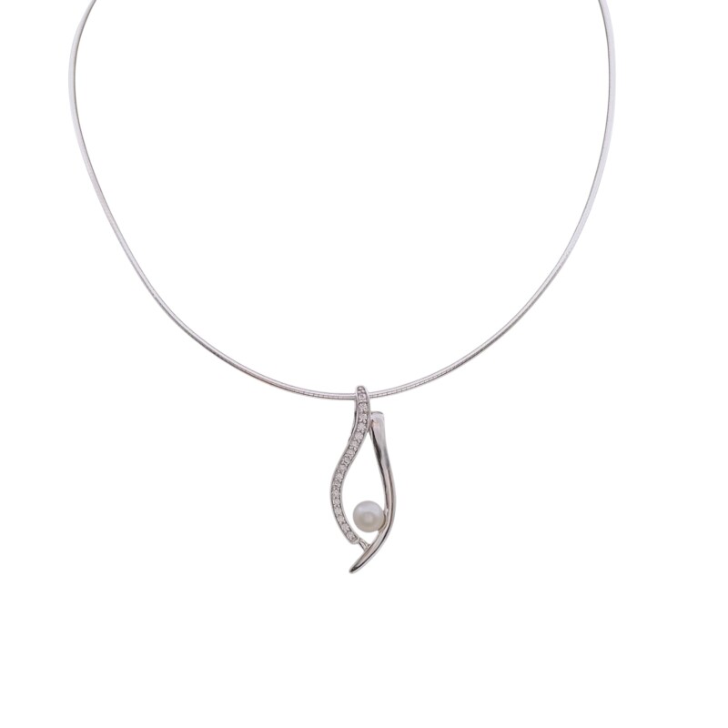 Conjunto Vintage-Plata rodinada 925-Perla española y Zirconia-CJ2039 conperla