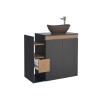 Mueble de baño suspendido Lotus Negro 80 cm con tapa de vidrio con bacha Mueble De Baño Suspendido Lotus Negro 80 Cm Con Tapa De Vidrio Con Bacha