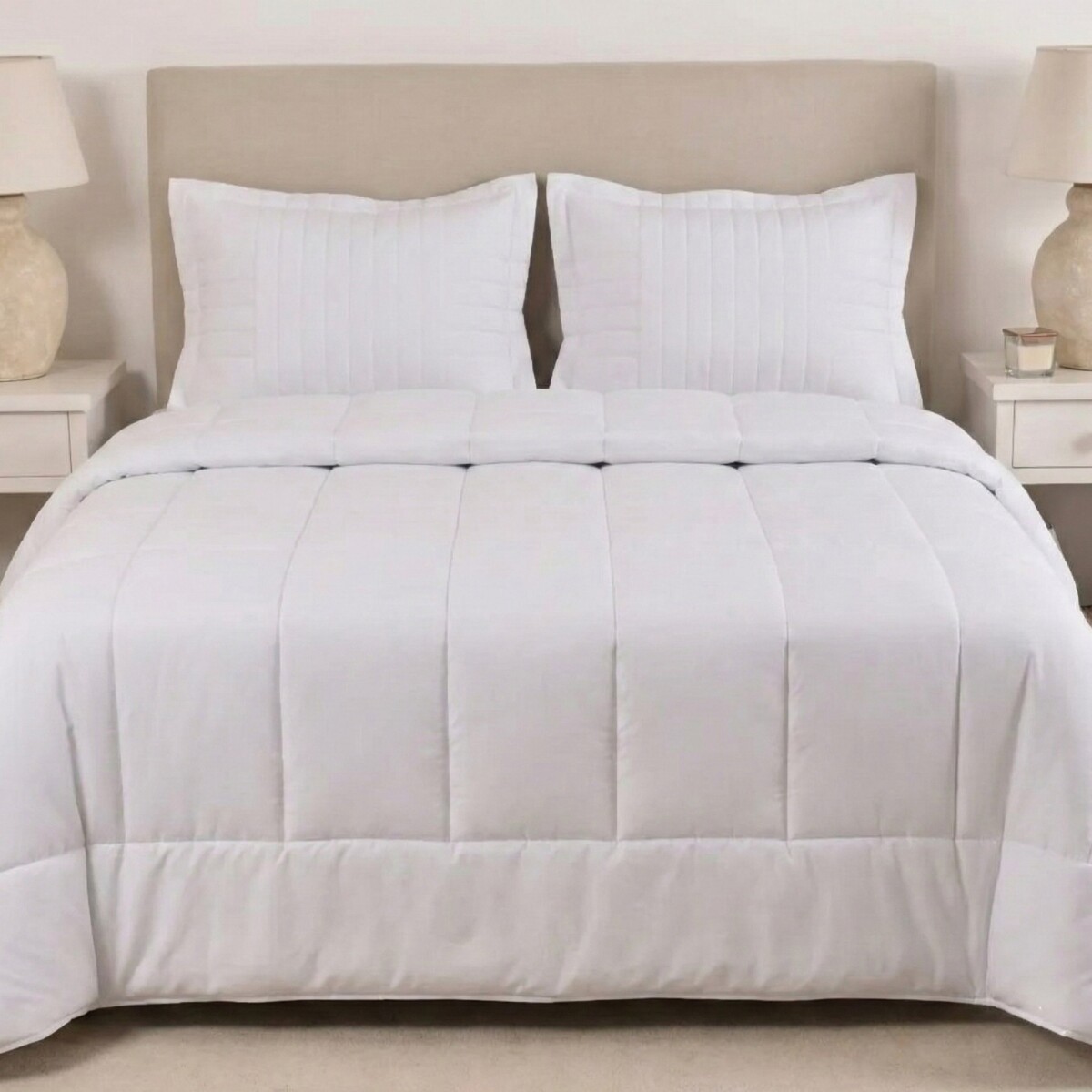 Acolchado mas Fundas 2 plazas - Finezza 400 hilos - Blanco 
