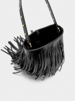 Bolso Bombonera Con Flecos Largos negro