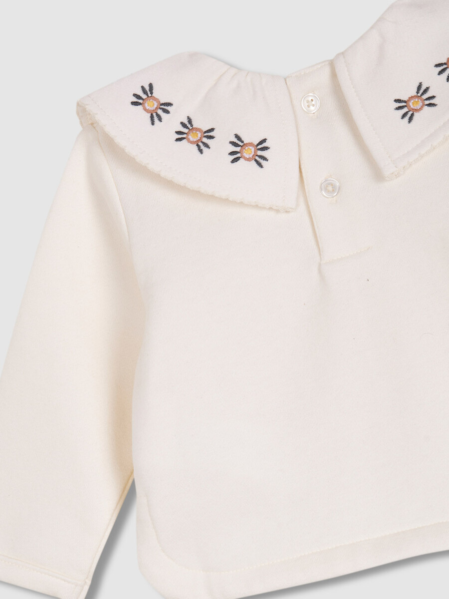 Sudadera Con Bordados Crudo