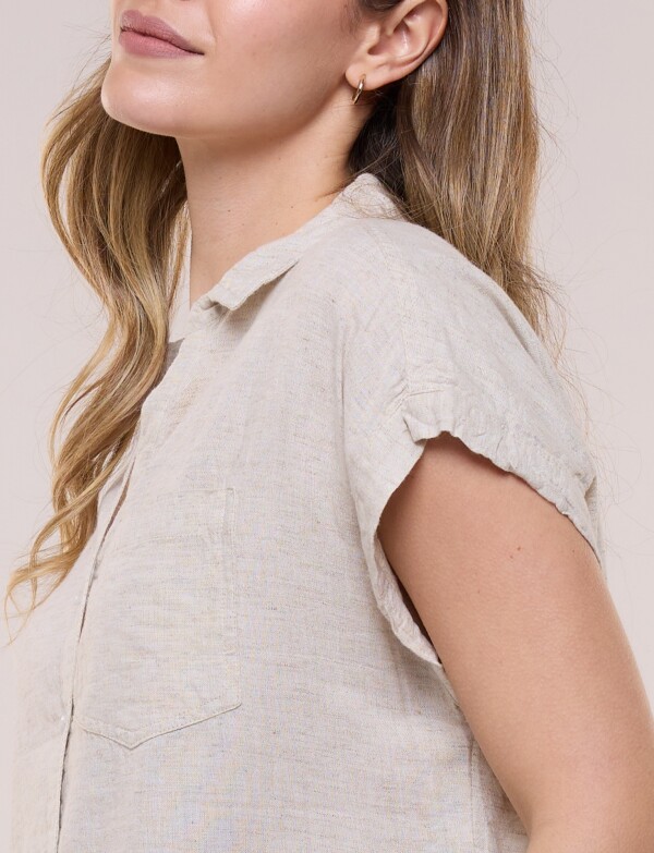 Camisa De Lino Con Bolisillo BEIGE