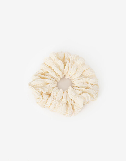 Skunzies Texturada Scrunchie Con Textura - Blanco Crudo