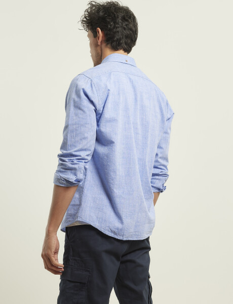 012502 CAMISA HARRINGTON LABEL Azul Melange