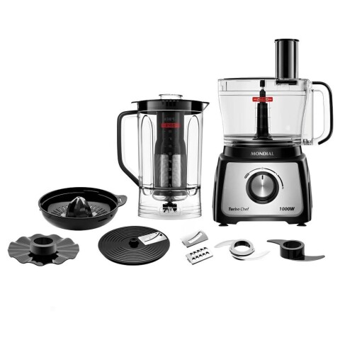 Multiprocesador Mondial 9 en 1 Turbo Chef Negro/Inox 1000W Multiprocesador Mondial 9 en 1 Turbo Chef Negro/Inox 1000W