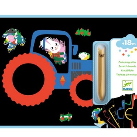 DJ0004 Tarjetas Para Rascar Y Descubrir X5 Un. 21x28 Cm Djeco - Vehiculos
