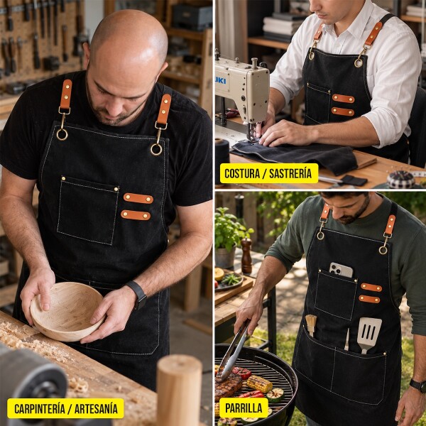 Delantal Gastronómico Unisex Jean Cocina Barbería Asado Chef IMBACK Color Negro Delantal Gastronómico Unisex Jean Cocina Barbería Asado Chef IMBACK Color Negro