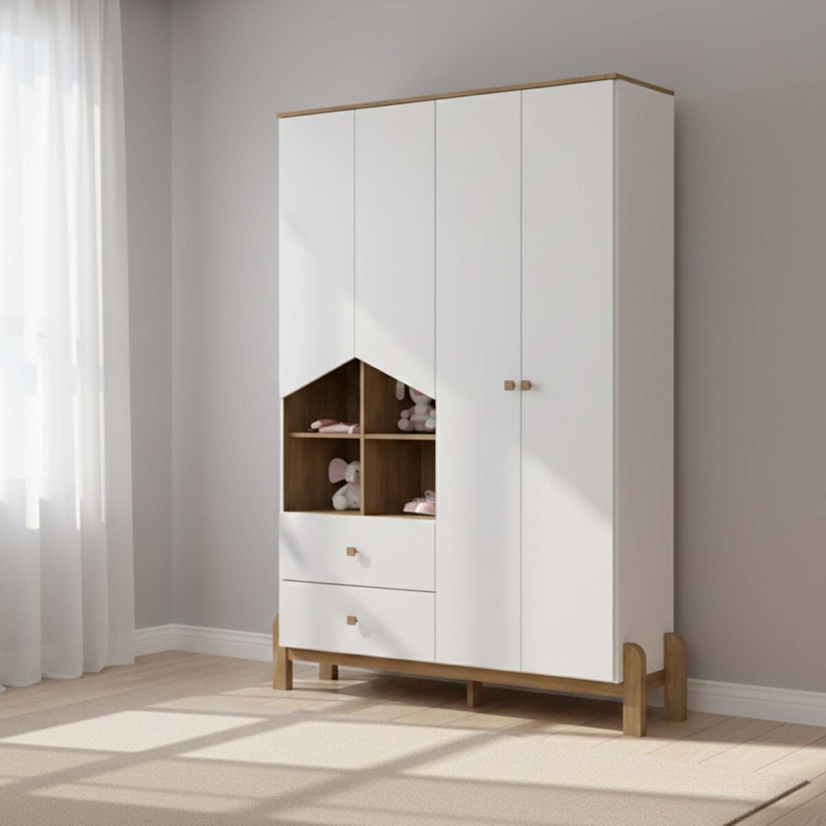 PLACARD KIDS - 4 PUERTAS MDF-Y-MDP BLANCO RENÉ 