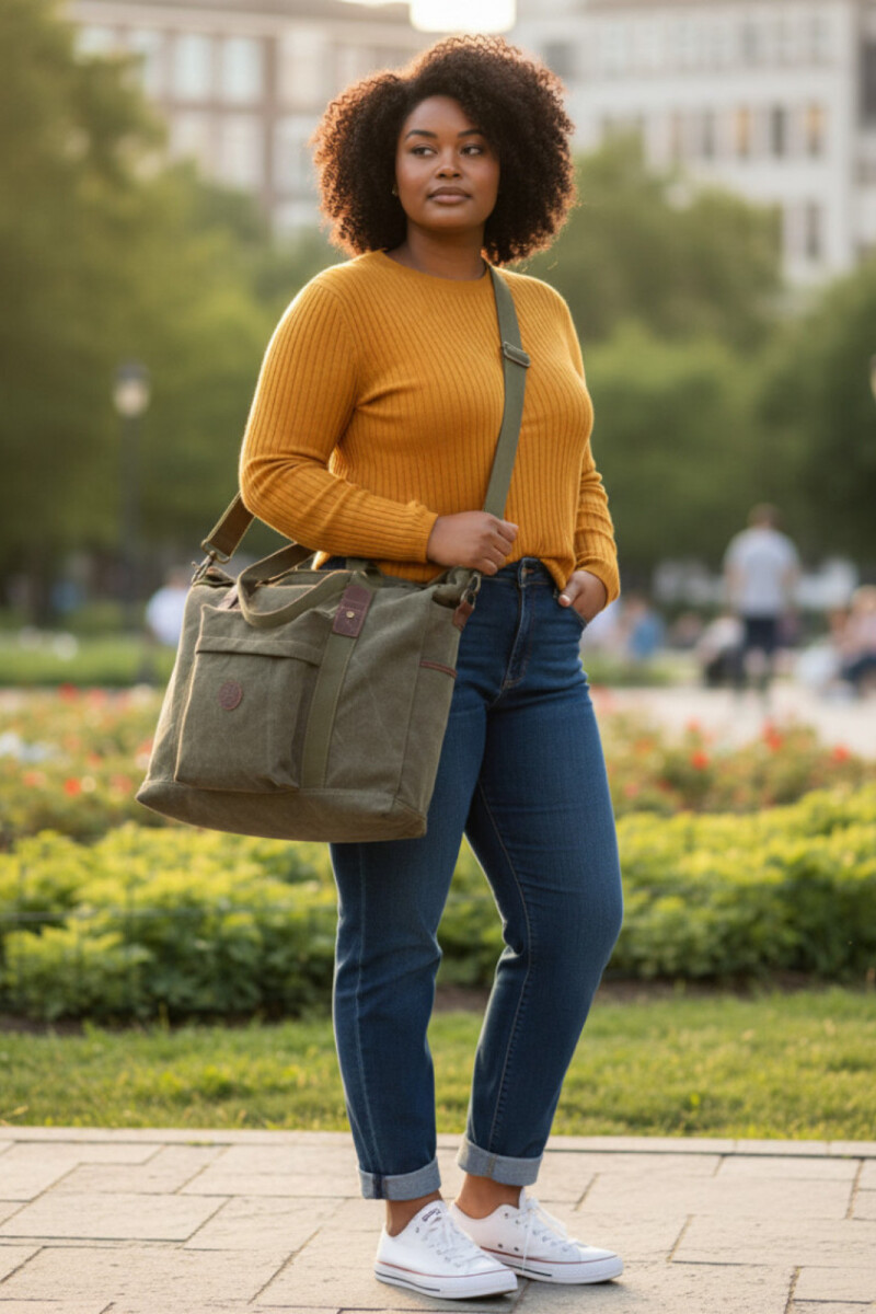 Bolso tote de lona urbano Verde