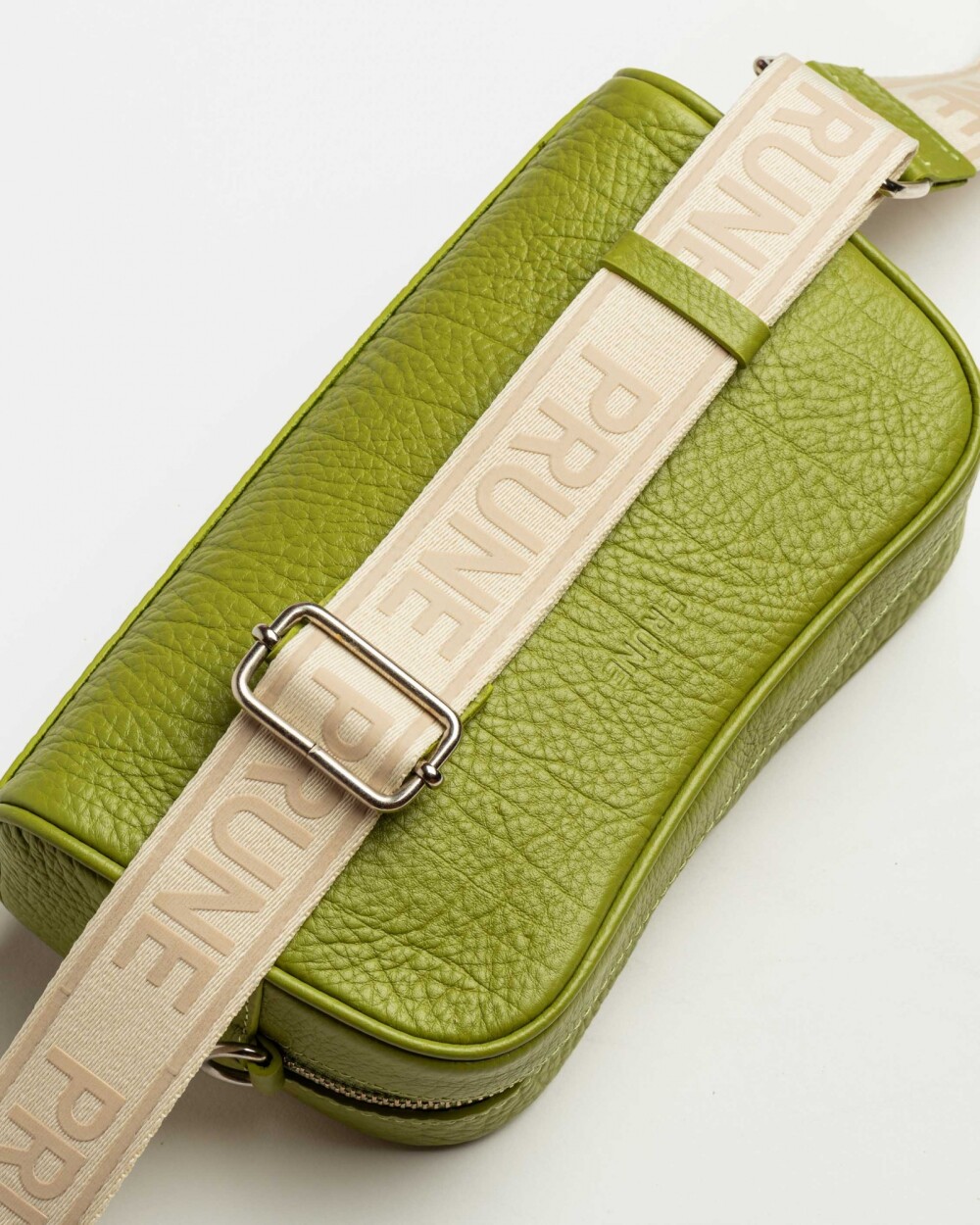 Bandolera The Club en cuero graneado Moss Niquel