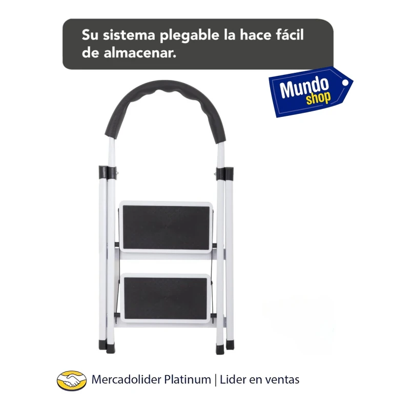 Escalera De Aluminio Tijera 2 Escalones Antideslizante Negro