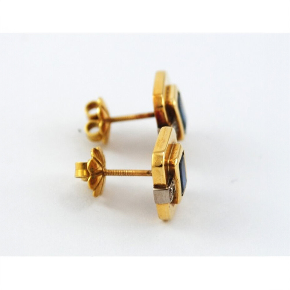 Caravanas Oro 18K Y Zafiro Caravanas Oro 18K Y Zafiro